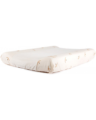 Nobodinoz Fasciatoio e Coprifasciatoio Calma, Uccellini/Natural - 70x50x10 cm - Cotone Bio Accessori per Fasciatoi