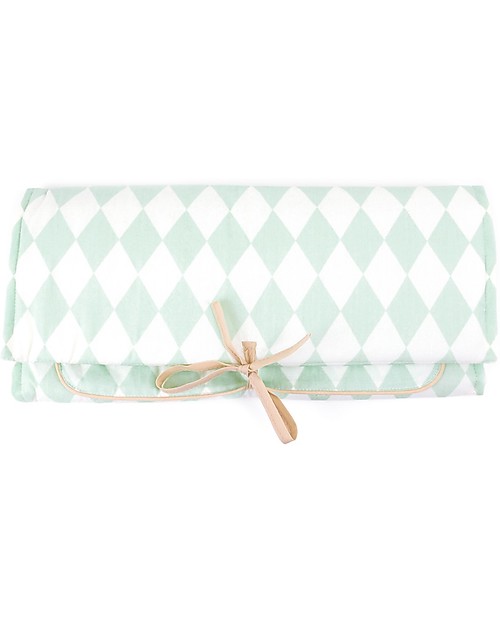 Nobodinoz Fasciatoio Portatile Berlin, Diamanti Verdi - 57x33 cm - Cotone bio Fasciatoi da Viaggio