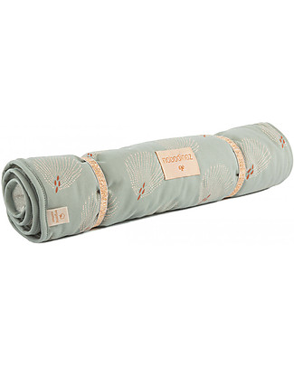Nobodinoz Fasciatoio Portatile Nomad - Bianco Gatsby / Verde Antico - Cotone bio Fasciatoi Da Viaggio