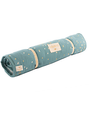 Nobodinoz Fasciatoio Portatile Nomad, Gold Confetti/Verde - Cotone bio Fasciatoi Da Viaggio