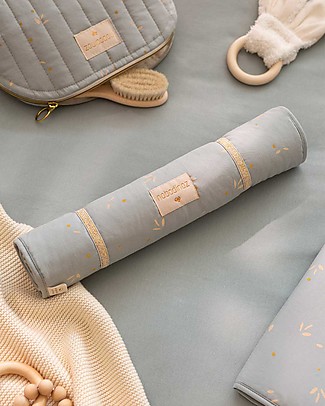 Nobodinoz Fasciatoio Portatile Nomad - Willow Soft Blue - Cotone Bio Fasciatoi_