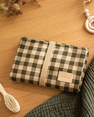 Nobodinoz Fasciatoio Waterproof Hyde Park - Green Checks - 50x70 cm - Cotone bio Fasciatoi da Viaggio