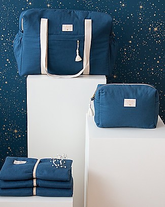 Nobodinoz Fasciatoio Waterproof Mozart, Blu Notte - Cotone bio Fasciatoi