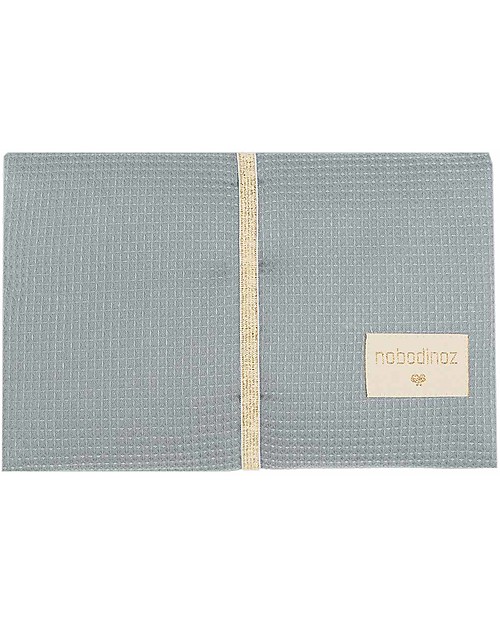 Nobodinoz Fasciatoio Waterproof Mozart - Stone Blue - 68x50 cm - Cotone Bio Fasciatoi da Viaggio
