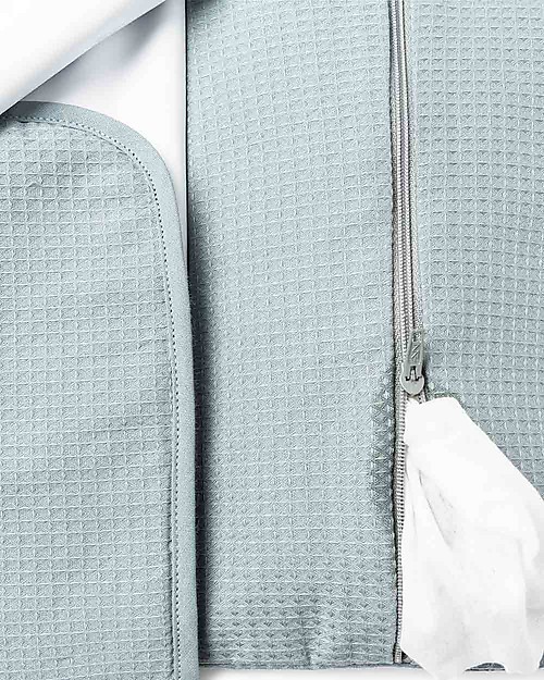 Nobodinoz Fasciatoio Waterproof Mozart - Stone Blue - 68x50 cm - Cotone Bio Fasciatoi da Viaggio