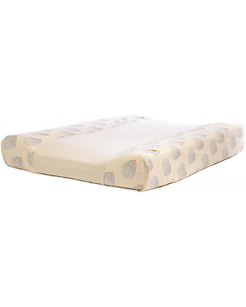 Nobodinoz Fasciatoio Zen e Coprifasciatoio Calma - Blu Gatsby/Crema - 70x50 cm - Cotone Bio Fasciatoi