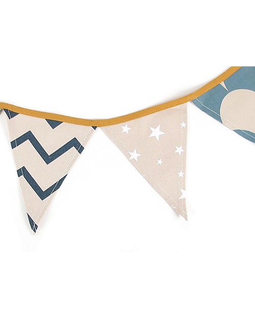 Nobodinoz Festone Bandierine Rio, Zig Zag - 221 cm - Cotone bio Decorazioni da Parete