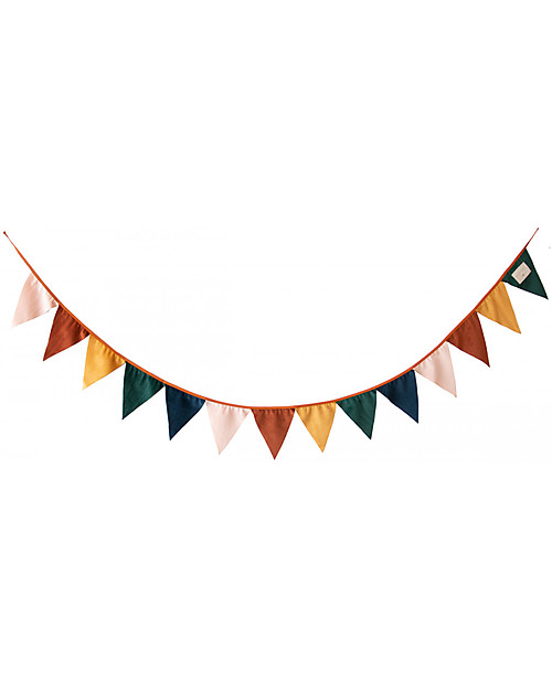 Nobodinoz Festone Bandierine Savanna, Tramonto - 210 cm - Velluto Ecologico Decorazioni da Parete
