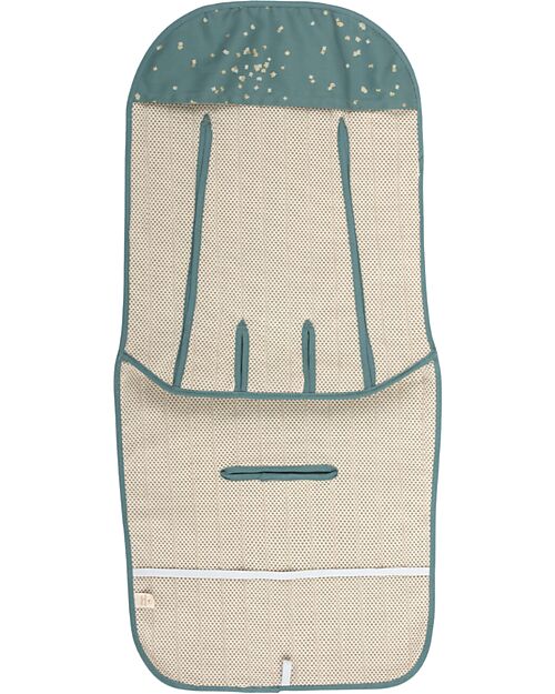 Nobodinoz Fodera per Passeggino Universale Hyde Park - Gold Confetti Green - Cotone Bio Materassini e Riduttori