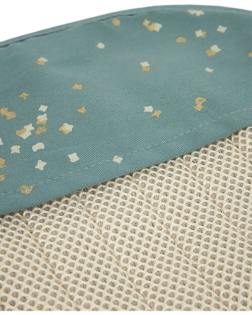 Nobodinoz Fodera per Passeggino Universale Hyde Park - Gold Confetti Green - Cotone Bio Materassini e Riduttori