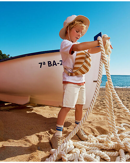 Nobodinoz Marsupio Portofino - Honey Stripes Waffle - Cotone Bio - 31x20x10 cm
 Marsupi