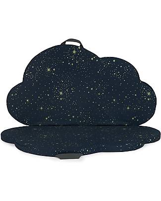 Nobodinoz Materassino Pieghevole Nuvola - Gold Stella Night Blue - Cotone Bio e Imbottitura Riciclata Tappeti Multiuso