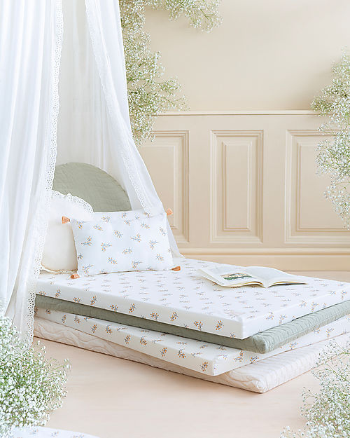 Nobodinoz Materasso e Tappeto Gioco Saint Barth - Flore - 120x60x4 cm - Cotone Bio Tappeti Gioco Imbottiti