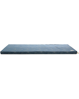 Nobodinoz Materasso e Tappeto Gioco Saint Barth - Gold Bubble/Blu - 120x60x4 cm - Cotone bio Tappeti Gioco Imbottiti