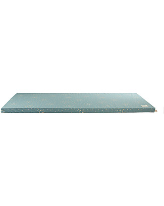 Nobodinoz Materasso e Tappeto Gioco Saint Barth, Gold Coriandoli/Verde - 120x60x4 cm - Cotone bio Tappeti Gioco