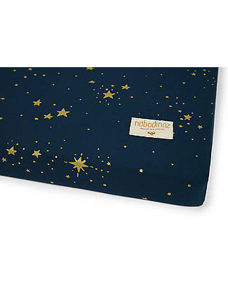 Nobodinoz Materasso e Tappeto Gioco Saint Barth - Gold Stella/Night Blue - 120x60x4 cm - Cotone Bio Tappeti Gioco Imbottiti