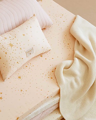 Nobodinoz Materasso e Tappeto Gioco Saint Barth, Gold Stella/Rosa - 120x60x4 cm - Cotone bio Tappeti Gioco