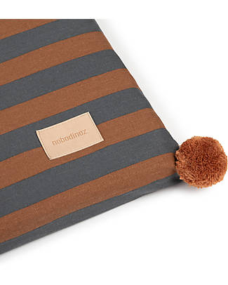 Nobodinoz Materasso Eco Floor Majestic - Blue Brown Stripes - 60x120x4 cm - Cotone Bio Tappeti Gioco Imbottiti