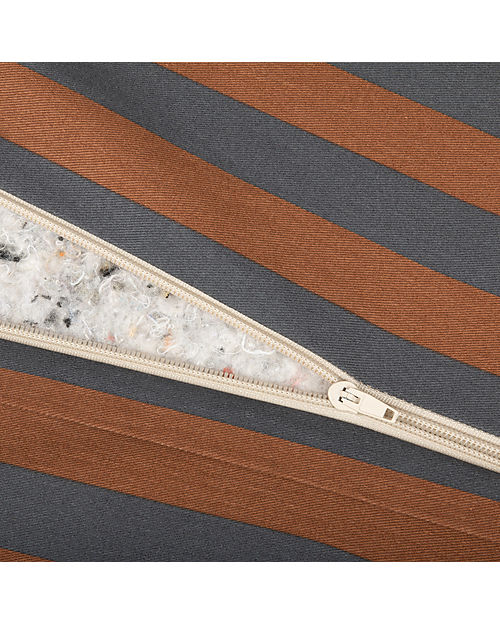 Nobodinoz Materasso Eco Floor Majestic - Blue Brown Stripes - 60x120x4 cm - Cotone Bio Tappeti Gioco Imbottiti