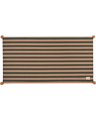 Nobodinoz Materasso Eco Floor Majestic - Green Taupe Stripes - 60x120x4 cm - Cotone Bio Tappeti Gioco Imbottiti