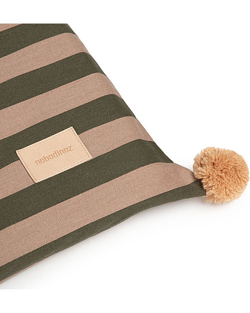 Nobodinoz Materasso Eco Floor Majestic - Green Taupe Stripes - 60x120x4 cm - Cotone Bio Tappeti Gioco Imbottiti