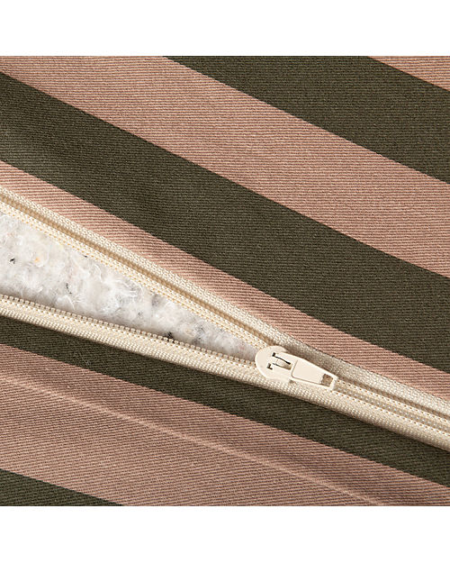 Nobodinoz Materasso Eco Floor Majestic - Green Taupe Stripes - 60x120x4 cm - Cotone Bio Tappeti Gioco Imbottiti