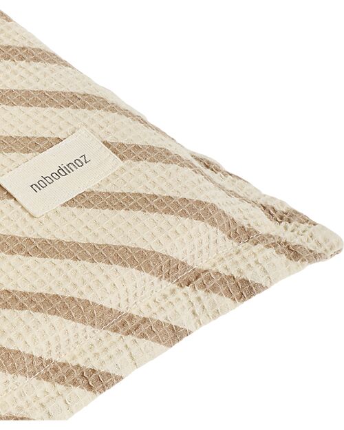 Nobodinoz Materasso Landscape Waffle Floor - Righe Natural - 120 x 60 x 4 cm - Cotone Bio Tappeti Gioco Imbottiti