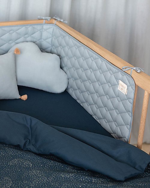 Nobodinoz Paracolpi per Lettino Alexandria - Celeste Riviera - Cotone bio Paracolpi