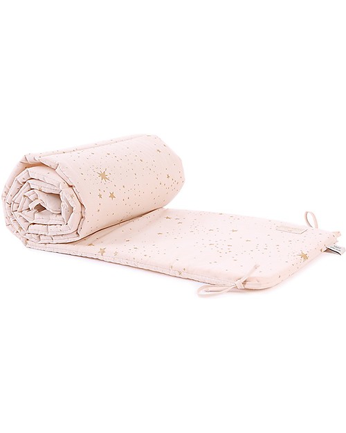 Nobodinoz Paracolpi per Lettino, Gold Stella/Rosa - Cotone bio Paracolpi