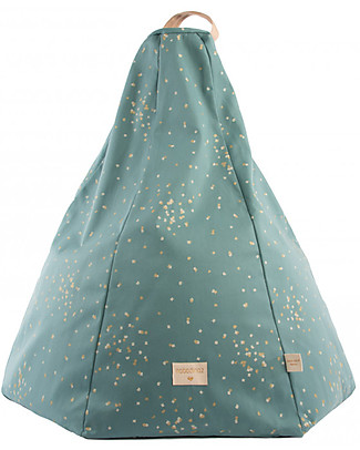 Nobodinoz Pouf Bimbi Marrakech, Gold Confetti/Verde - Cotone bio Cuscini Arredo