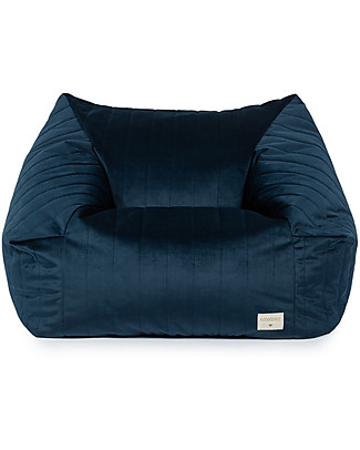 Nobodinoz Pouf Chelsea Velvet - Blu Notte - 72x75x42 cm - Eco-Velluto da Fibre Riciclate al 100% Cuscini Arredo_