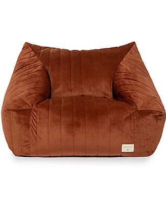 Nobodinoz Pouf Chelsea Velvet - Marrone - 72x75x42 cm - Eco-Velluto da Fibre Riciclate al 100% Cuscini Arredo_