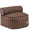 Nobodinoz Pouf Majestic - Righe Blu e Marroni - 50x50x25 cm - Cotone Bio Pouf