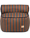 Nobodinoz Pouf Majestic - Righe Blu e Marroni - 50x50x25 cm - Cotone Bio Pouf