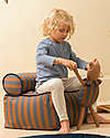 Nobodinoz Pouf Majestic - Righe Blu e Marroni - 50x50x25 cm - Cotone Bio Pouf