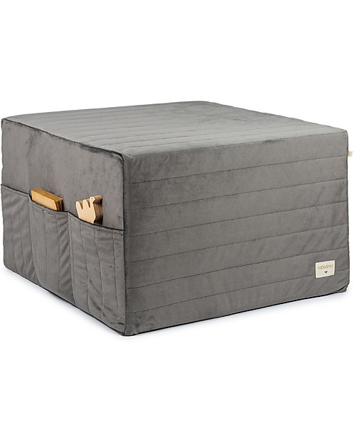 Nobodinoz Pouf/Materasso Pieghevole SleepOver Velvet Grigio
