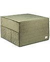 Nobodinoz Pouf/Materasso Pieghevole SleepOver Velvet - Verde Oliva - 57x57x36 cm - Eco-Velluto da Fibre Riciclate al 100% Pouf