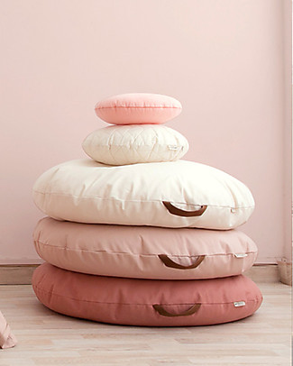 Nobodinoz Pouf rotondo Sahara, Rosa Dolce Vita - Cotone bio Cuscini Arredo