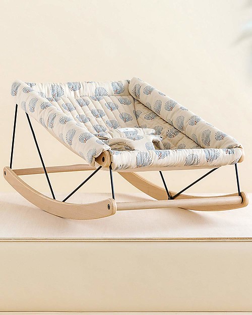 Nobodinoz Sdraietta Growing Green in  Legno di Faggio + Cover - Blu Gatsby/Crema Cotone Bio Sdraiette_