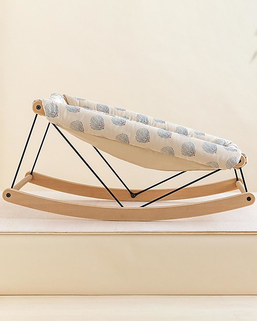 Nobodinoz Sdraietta Growing Green in  Legno di Faggio + Cover - Blu Gatsby/Crema Cotone Bio Sdraiette_