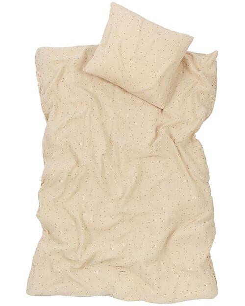 Nobodinoz Set Copripiumino e Federa Wabi-Sabi - Dots ginger - 100% Cotone Biologico - 100 x 140 cm Set Copripiumino