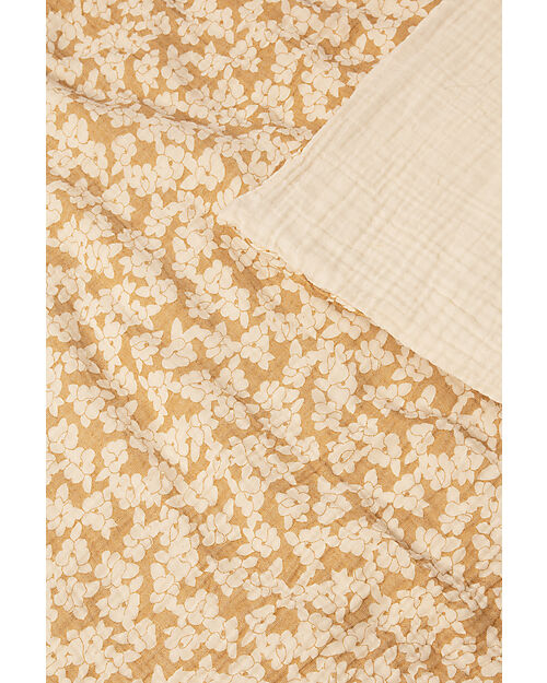 Nobodinoz Set Copripiumino in Mussola Wabi-Sabi - Golden Brown Sakura - 100x140 cm - Cotone Bio Set Copripiumino