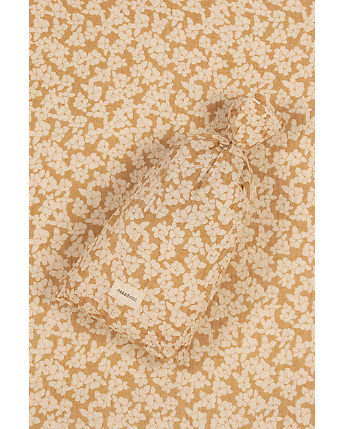 Nobodinoz Set Copripiumino in Mussola Wabi-Sabi - Golden Brown Sakura - 100x140 cm - Cotone Bio Set Copripiumino