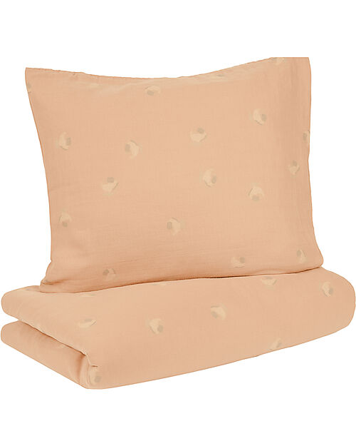 Nobodinoz Set Copripiumino in Mussola Wabi-Sabi - Powder Pink Blossom - 100x140 cm - Cotone Bio Set Copripiumino