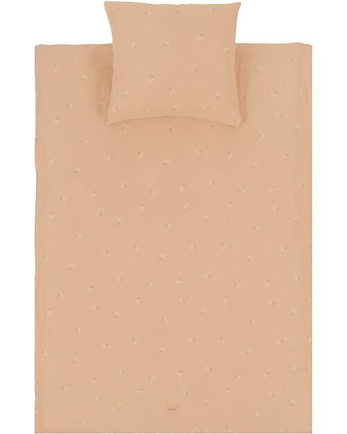 Nobodinoz Set Copripiumino in Mussola Wabi-Sabi - Powder Pink Blossom - 100x140 cm - Cotone Bio Set Copripiumino