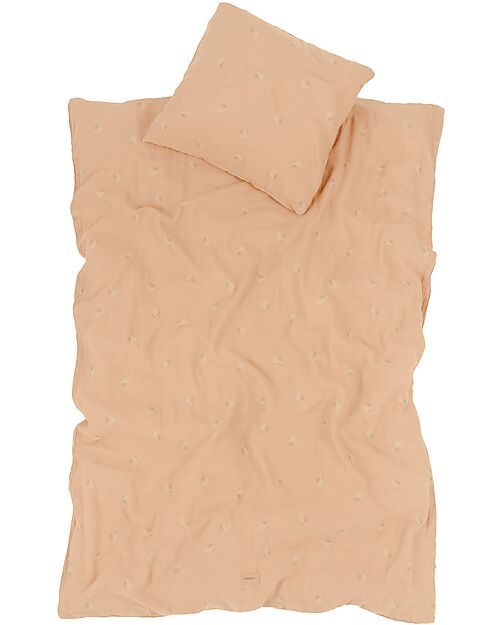 Nobodinoz Set Copripiumino in Mussola Wabi-Sabi - Powder Pink Blossom - 100x140 cm - Cotone Bio Set Copripiumino