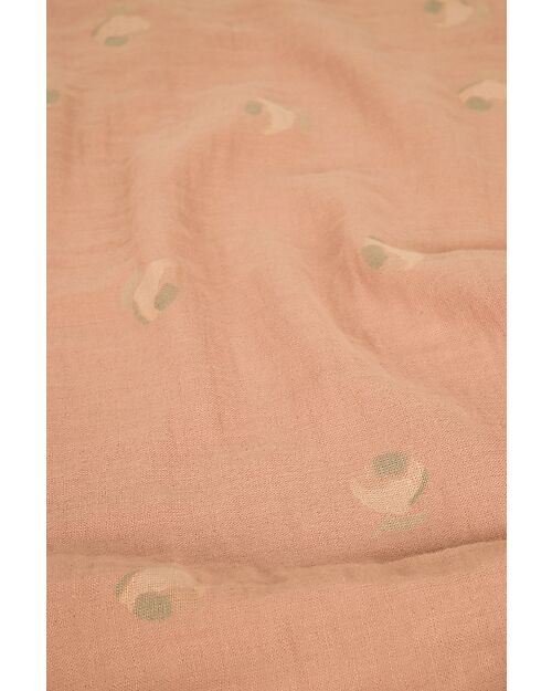 Nobodinoz Set Copripiumino in Mussola Wabi-Sabi - Powder Pink Blossom - 100x140 cm - Cotone Bio Set Copripiumino