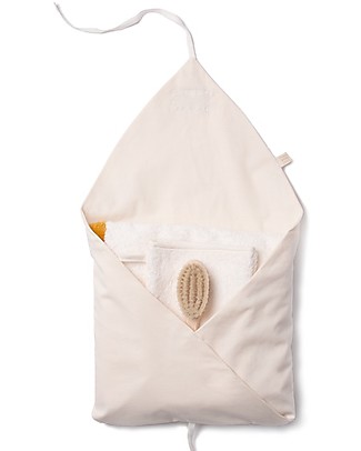 Nobodinoz Set da Bagno So Cute, Natural - Spazzola, Asciugamano e Guanto Kit Toilette Neonato