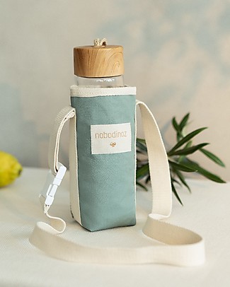 Nobodinoz Sunshine Bottle Holder - Eden Green - Organic cotton Metal Bottles