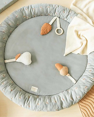 Nobodinoz Tappeto Gioco Growing Green Foresta - Bianco Gatsby/Verde Cotone Bio Tappeti Gioco